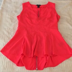 H&M neon pink blouse with cool back zipper